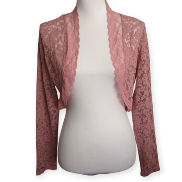 Allegra K Pink Lace Bolero Shrug SZ.L NWT. - Picture 2 of 7